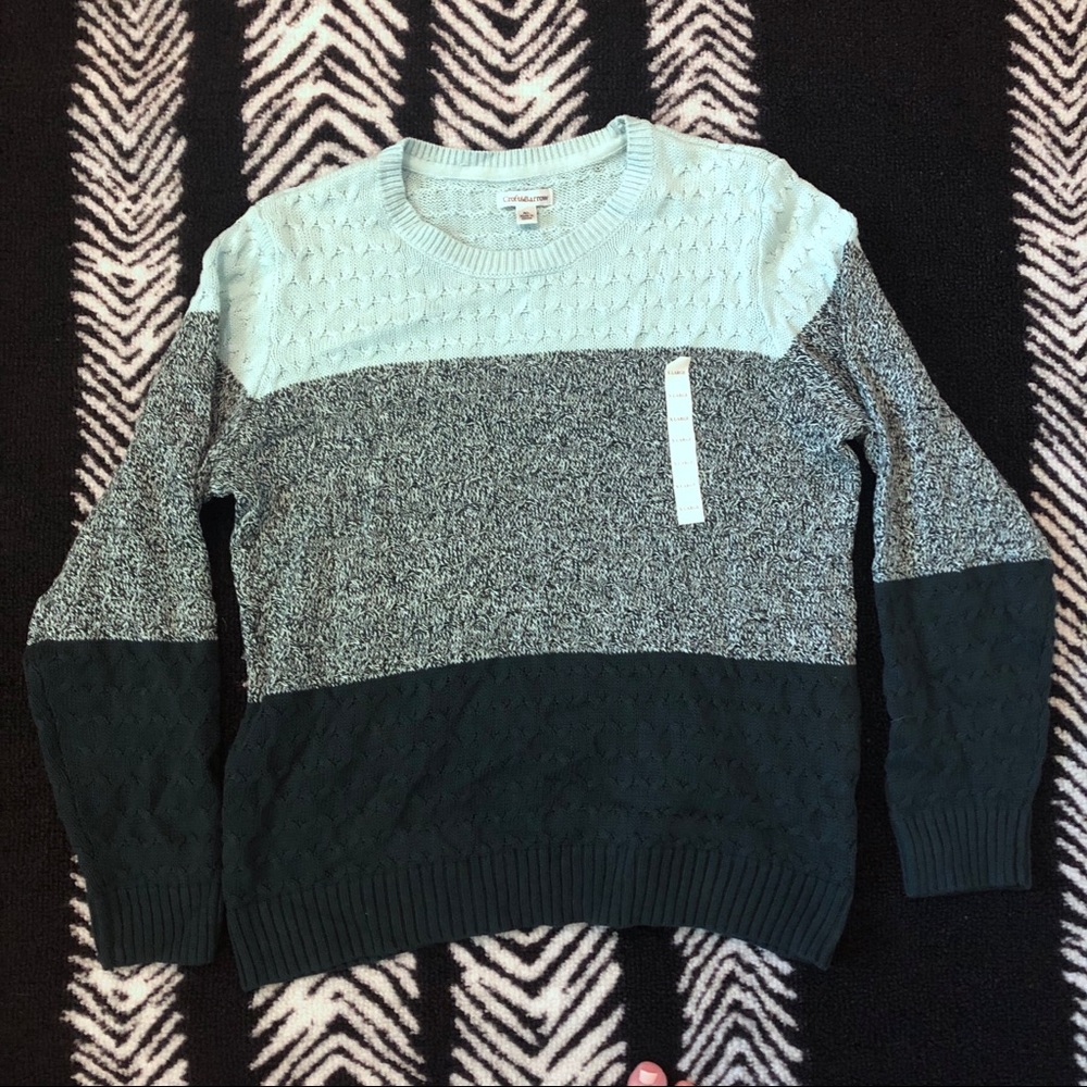Color Block Mint and Deep Green Sweater
